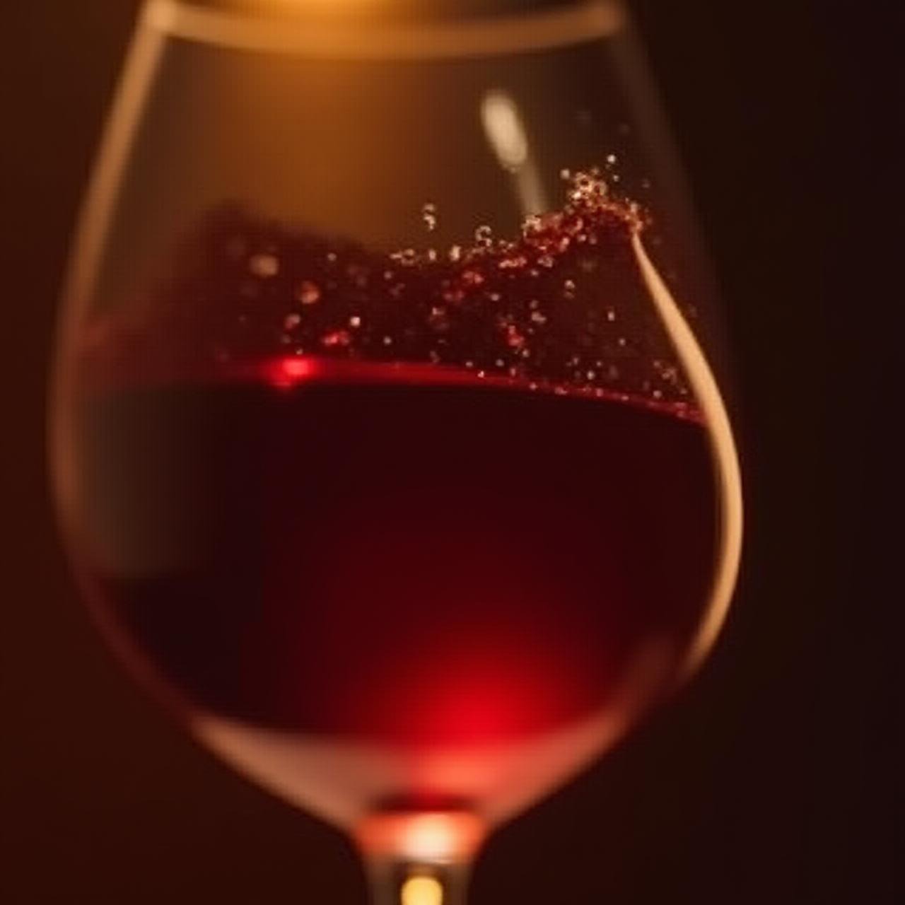 Elegante bicchiere di vino rosso in una cantina romana